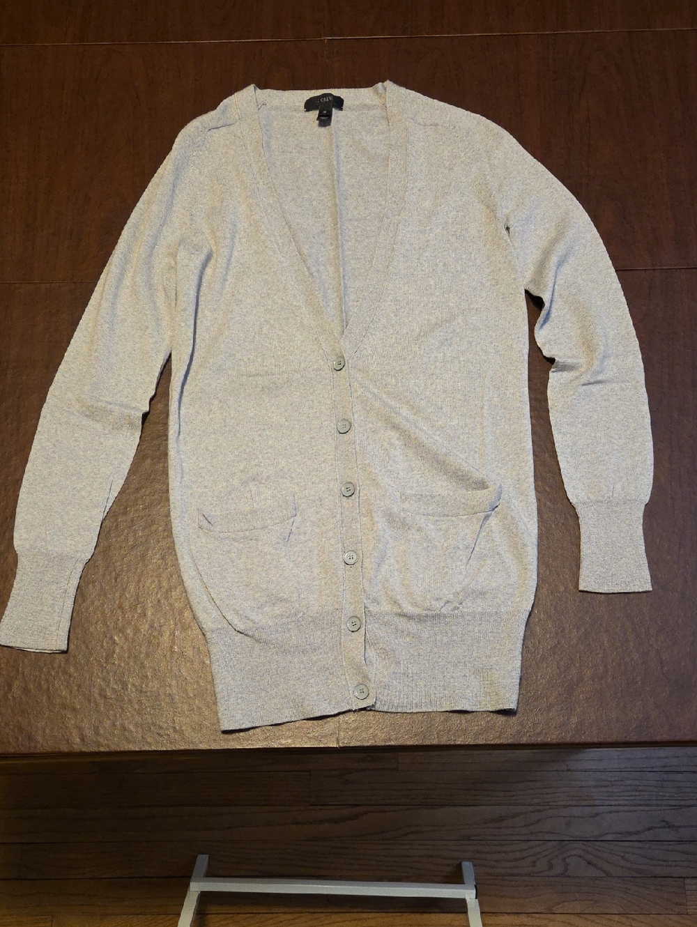 J. Crew Light Gray V-Neck Button Cardigan
